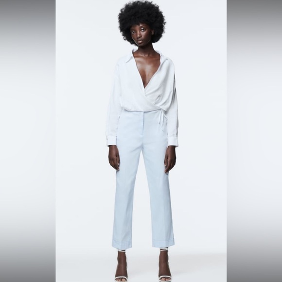 Zara Pants - NWT Light Blue Turned Up Straight Leg Zara Pant